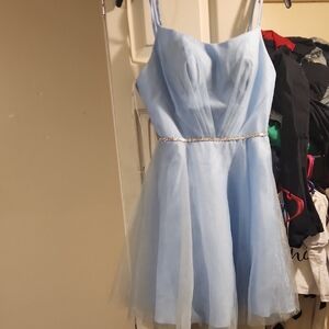 Elegant Light Blue Dress with Silver Accents